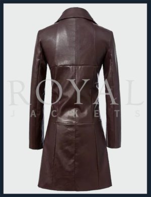 Womens Double Breasted leather coat