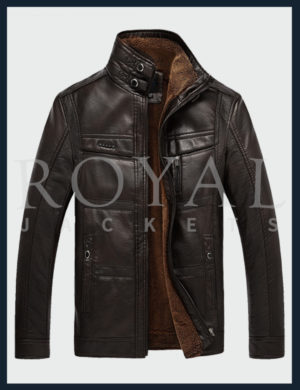 Amiro Stand collar Leather Jacket for Men
