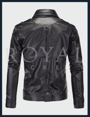 Black Motorcycle Leather Jacket For Men